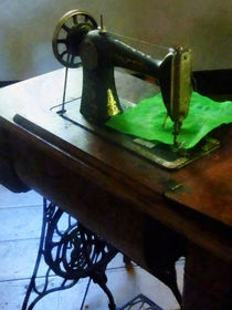 Sewing Machine With Green Cloth by Susan Savad