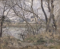 The Banks of the Oise, near Pontoise, Cloudy Weather by Camille Pissarro