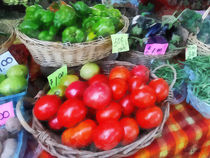 Tomatoes String Beans and Peppers at Farmer's Market by Susan Savad