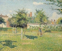 Woman in the Meadow at Eragny, Spring by Camille Pissarro