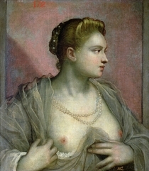 Portrait of a Woman Revealing her Breasts von Jacopo Robusti Tintoretto
