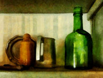 Pewter Mug and Green Bottle by Susan Savad