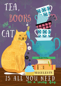 Tea, books and a cat by Elisandra Sevenstar