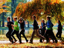 Girls Jogging On an Autumn Day by Susan Savad