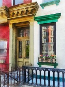 Hoboken NJ - Window With Reflections and Windowbox by Susan Savad