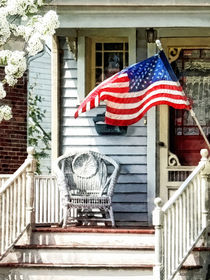 Porch With Flag and Wicker Chair by Susan Savad