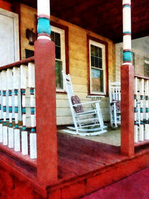 Porch With Red White and Blue Railing by Susan Savad