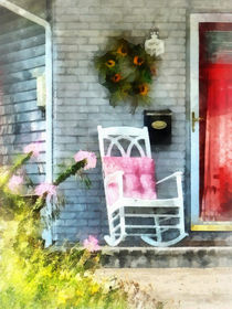 Rocking Chair With Pink Pillow by Susan Savad