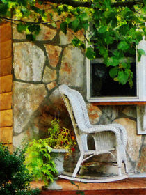 Wicker Rocking Chair on Porch by Susan Savad