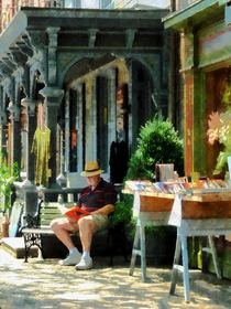 Man Reading by Book Stall by Susan Savad