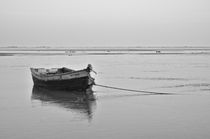 Fishing boat resting on the low tide by Angelo DeVal