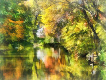 Little House by the Stream in Autumn by Susan Savad