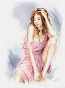 Schönes Girl im sexy Kleid - erotische Malerei by Marita Zacharias