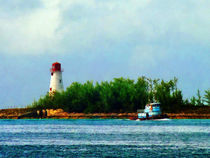 Lighthouse and Boat Nassau Bahamas by Susan Savad