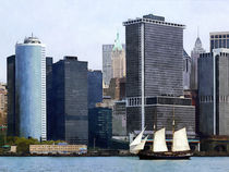 Manhattan NY - Schooner Against the Manhattan Skyline by Susan Savad