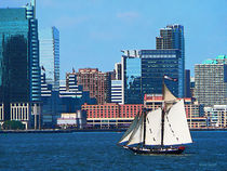 Manhattan NY - Yacht Against Manhattan Skyline by Susan Savad