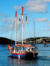 Caribbean - Red White and Blue Boat at St Thomas von Susan Savad