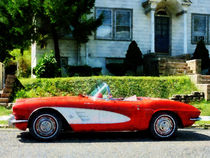 Red and White Corvette Convertible by Susan Savad