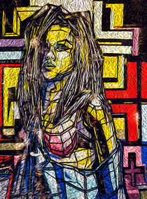 Oil Painting of Fragmented Girl in Multicoloured Paint by John Williams