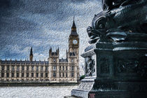 English Houses of Parliament "London Big Ben Clockface" Oil Painting von John Williams