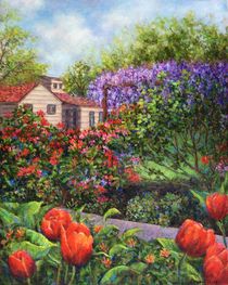 Garden With Tulips and Wisteria von Susan Savad