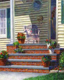 Porch with Pots of Geraniums by Susan Savad