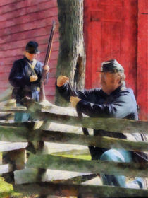 Union Soldier Loading Rifle by Susan Savad