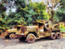 Two Army Trucks by Susan Savad