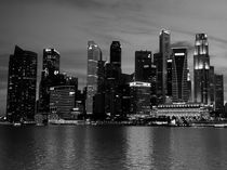 Singapore Skyline  BW by James Menges