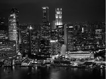 Singapore Skyline Waterfront BW by James Menges