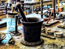 Mortar and Pestle in Chem Lab by Susan Savad