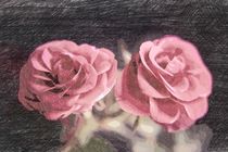 A pair of roses in sketch1 on dark background by Peter-André Sobota