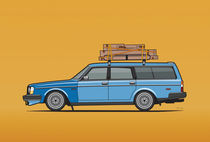 Volvo 245 Brick Wagon 200 Series Blue Shopping Wagon (Yellow Background) von monkeycrisisonmars