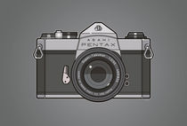 Asahi Pentax 35mm Analog SLR Camera Line Art Graphic Gray by monkeycrisisonmars