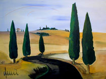 Toscany five cypress by art-galerie-quici