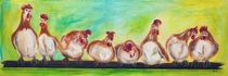 Neulich im Hühnerstall - Tiermalerei, Bauernhof Hühner von Annett Tropschug