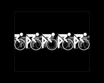 The Bicycle Race 2 White On Black Border by Brian Carson