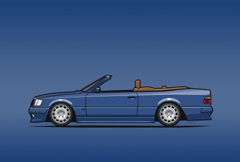 Illu-w124-1992-300ce-cabrio-blue-poster