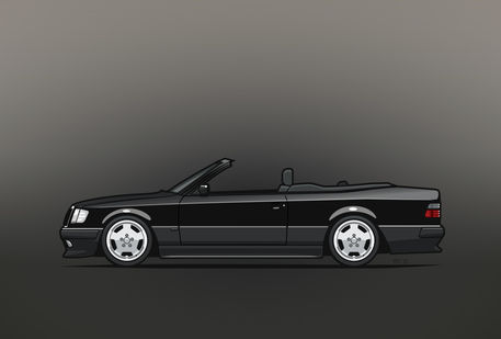 Illu-w124-1992-300ce-cabrio-black-poster