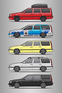 Stack of Volvo 850R 855R T5 Turbo Station Wagons by monkeycrisisonmars