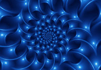 Electric Blue Spiral Fractal  by Kitty Bitty