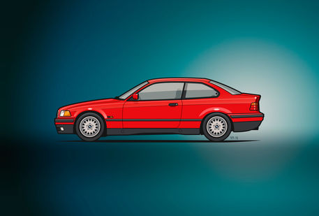 Illu-bmw-e36-316i-coupe-red-poster