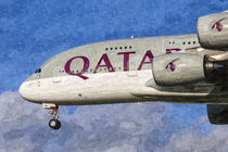 Qatar Airlines Airbus A380 Art by David Pyatt