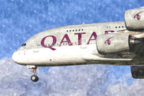 Qatar Airlines Airbus A380 Art von David Pyatt