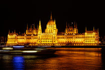 Night view of Hungarian Parliament Building by ebjofrie