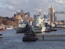 Warships On The Thames by Malcolm Snook