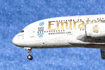 Emirates A380 Airbus Watercolour by David Pyatt