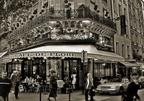 Famous and charming Parisien Cafe de Flore, at a corner in Paris