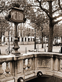 Le Metro de Paris - Classic station at Champs Elysees Avenue with stylish sign by Carlos Alkmin