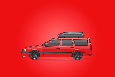 Illu-volvo-850-wagon-red-poster
